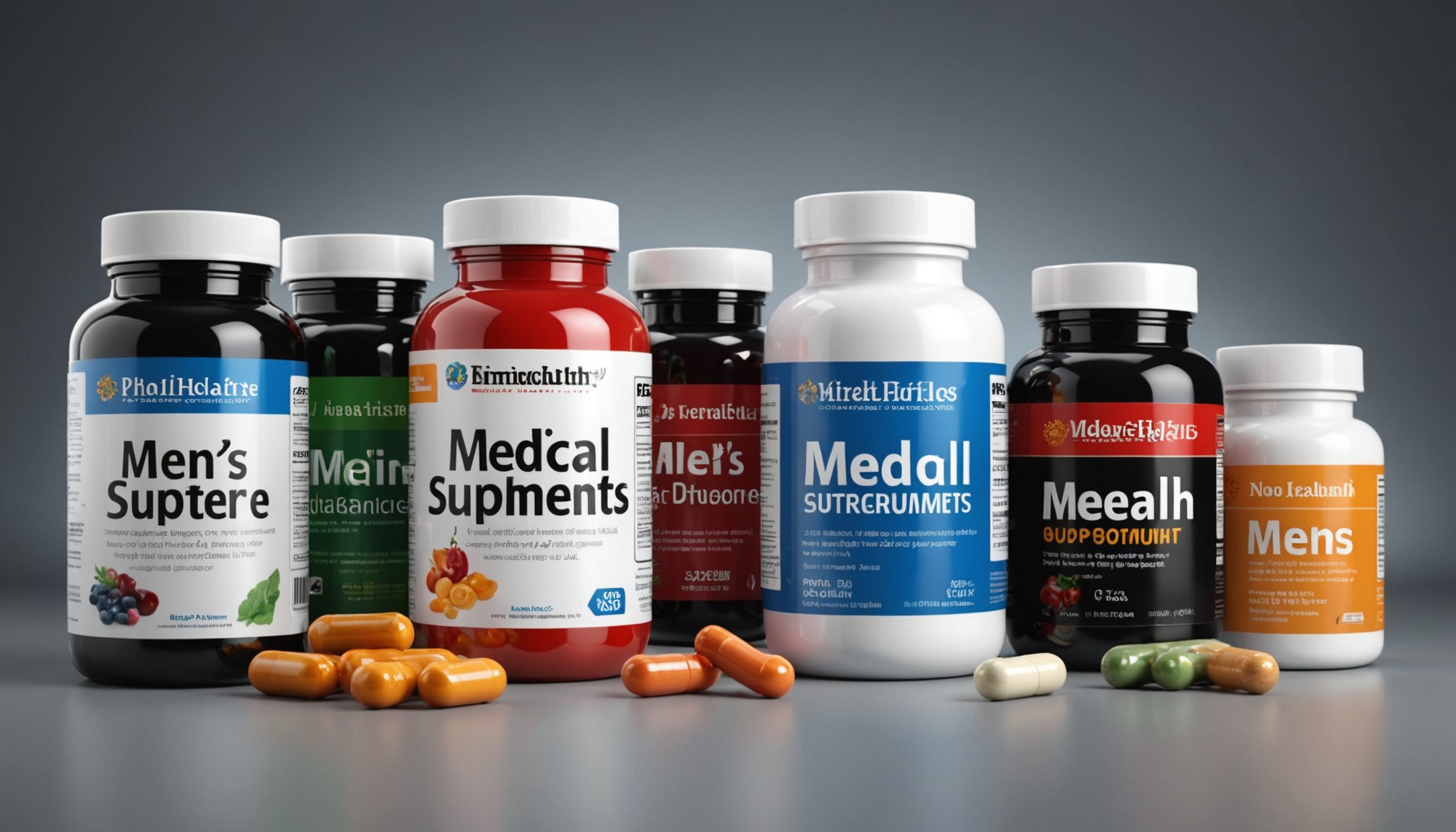 Comparison chart and supplement bottles illustrating different approaches to men's sexual health support